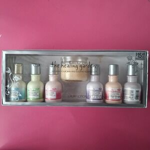 Healing Garden Lotion/Candle Gift Set Lavender Jasmine Rose White Green Tea Plum